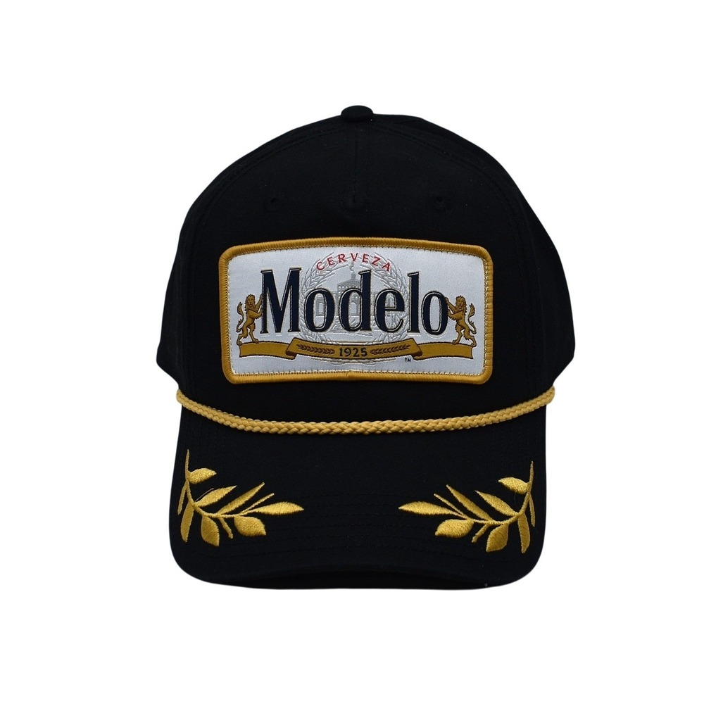 Modelo Cerveza Rope Snapback Hat Cap Black Gold Beer Logo Patch Unisex OSFA‎ NEW